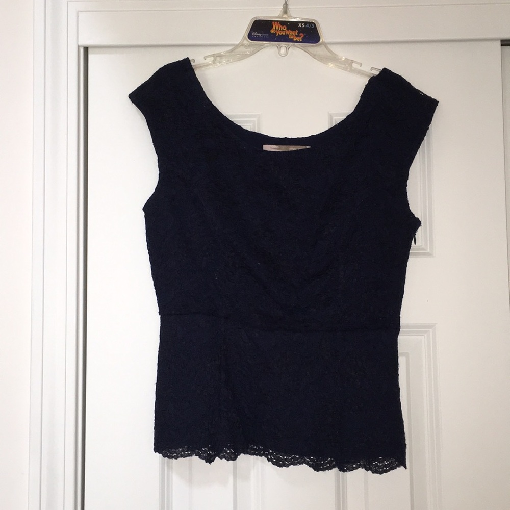 Navy Blue Lace Blouse Forever 21